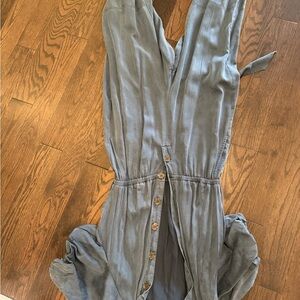 Jcrew navy puff sleeve jumpsuit